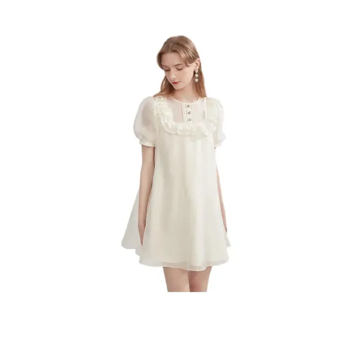 Caroline 아이보리 여성 반팔 원피스