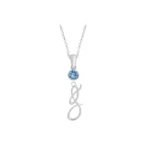 Plain Chain+Pendant+Crystal Diamond Blue+Letter G
