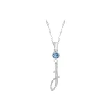 Plain Chain+Pendant+Crystal Diamond Blue+Letter J