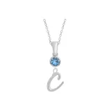 Plain Chain+Pendant+Crystal Diamond Blue+Letter C