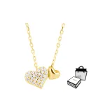 Double Heart Sterling Silver Necklace-Gold