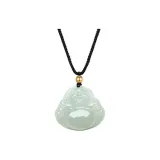 Jadeite Maitreya Buddha Necklace with Gold Bead