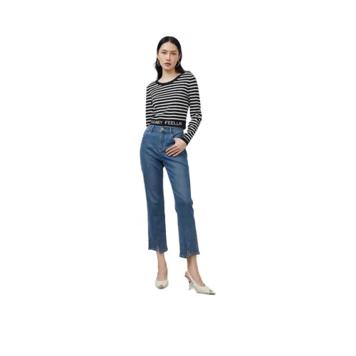 DESIGNICE 스트라이프 패턴 여성 니트웨어