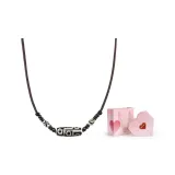 Black White 9 Eye Dzi Bead Necklace+Valentine's Day Box