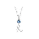 Plain Chain+Pendant+Crystal Diamond Blue+Letter X
