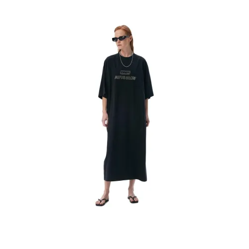 MEFUR 블랙 여성 반팔 원피스