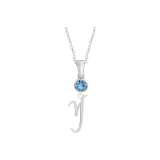 Plain Chain+Pendant+Crystal Diamond Blue+Letter Y