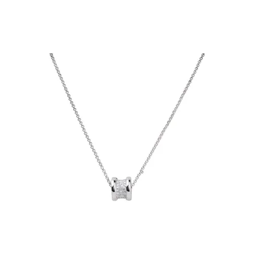 BVLGARI B.Zero1 시리즈 큐빅 장식 화이트 골드 목걸이 남녀공용 화이트 골드