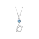 Plain Chain+Pendant+Crystal Diamond Blue+Letter O