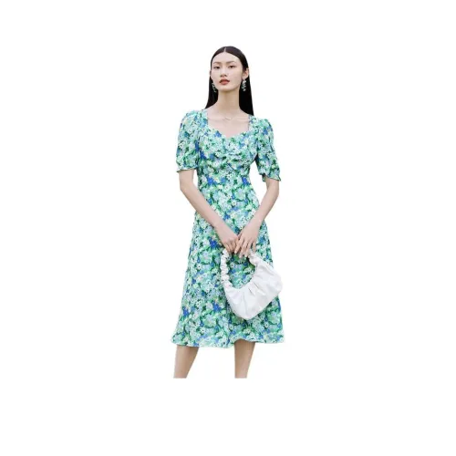 DESIGNICE 배색 여성 반팔 원피스