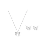 Twin Butterfly Necklace and Stud Earrings Combination[S999 Fine Silver]