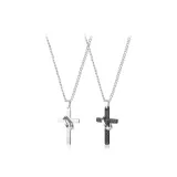 (Silver Black 1 Pair) Cross Necklace