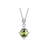 White Gold Green Stone Necklace