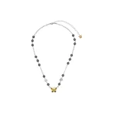 Silver Rose Gold Butterfly Black Pearl Silver Necklace