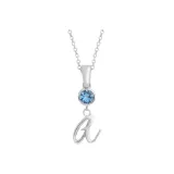Plain Chain+Pendant+Crystal Diamond Blue+Letter A