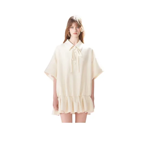 AIVEI 아이보리 여성 반팔 원피스