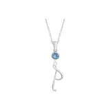Plain Chain+Pendant+Crystal Diamond Blue+Letter P