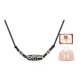 Black White 9 Eye Agate Dzi Bead Horizontal+Sweet Box
