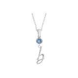 Plain Chain+Pendant+Crystal Diamond Blue+Letter B