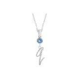 Plain Chain+Pendant+Crystal Diamond Blue+Letter Q