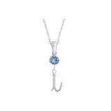 Plain Chain+Pendant+Crystal Diamond Blue+Letter I