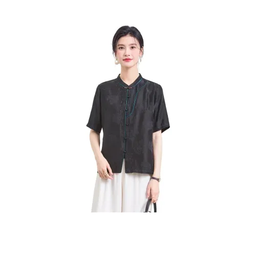 JINJU 블랙 여성 셔츠