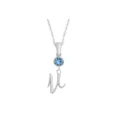 Plain Chain+Pendant+Crystal Diamond Blue+Letter U