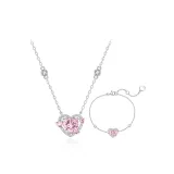 [Pink Zircon]Necklace+Bracelet Set