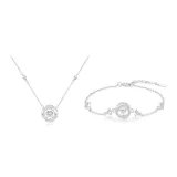 Sterling Silver Necklace & Heartbeat Bracelet Set