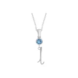 Plain Chain+Pendant+Crystal Diamond Blue+Letter L
