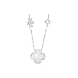 925 Sterling Silver, Wish Four-Leaf Clover Double-Sided Necklace (Silver)