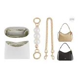(Coach Nomad Bag) White Dupont Paper + Pearl Extended Chain + Dog Buckle Decorative Chain 45cm