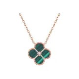 Four-Leaf Clover Necklace (Malachite)