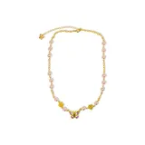 Gold Rose Purple Butterfly Rose Pink Pearl Gold Necklace