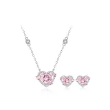 [Pink Zircon]Necklace+Earrings Set