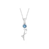 Plain Chain+Pendant+Crystal Diamond Blue+Letter F
