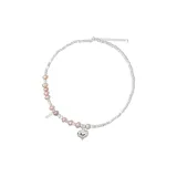 Pink Mesh Silver Nugget Necklace