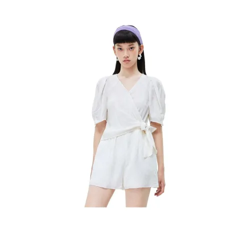 VIZAVIZA 펄 화이트 여성 캐주얼 반바지
