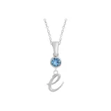 Plain Chain+Pendant+Crystal Diamond Blue+Letter E