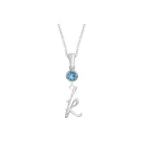 Plain Chain+Pendant+Crystal Diamond Blue+Letter K