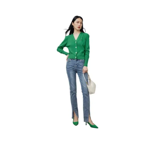 DESIGNICE 터콰이즈 여성 스웨터
