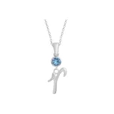 Plain Chain+Pendant+Crystal Diamond Blue+Letter R