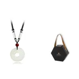 Chinese Auspicious Animal Peaceful Buckle Necklace+Exclusive Black Gold Box