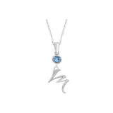 Plain Chain+Pendant+Crystal Diamond Blue+Letter M