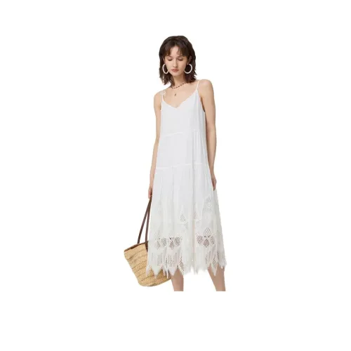 DESIGNICE 펄 화이트 여성 슬립 원피스