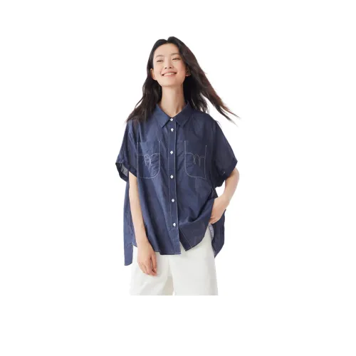 Asuka and new sake 네이비 블루 HCH08 여성 셔츠