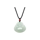 Jadeite Maitreya Buddha Necklace, Cinnabar