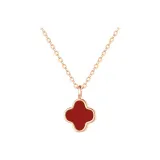 Lucky Four-Leaf Clover Necklace (Red Agate)