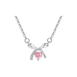 Pink Bowknot Heart Necklace
