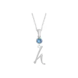 Plain Chain+Pendant+Crystal Diamond Blue+Letter H